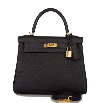 Hermès Kelly Retourne 25 Black Togo Gold Hardware - photo 1