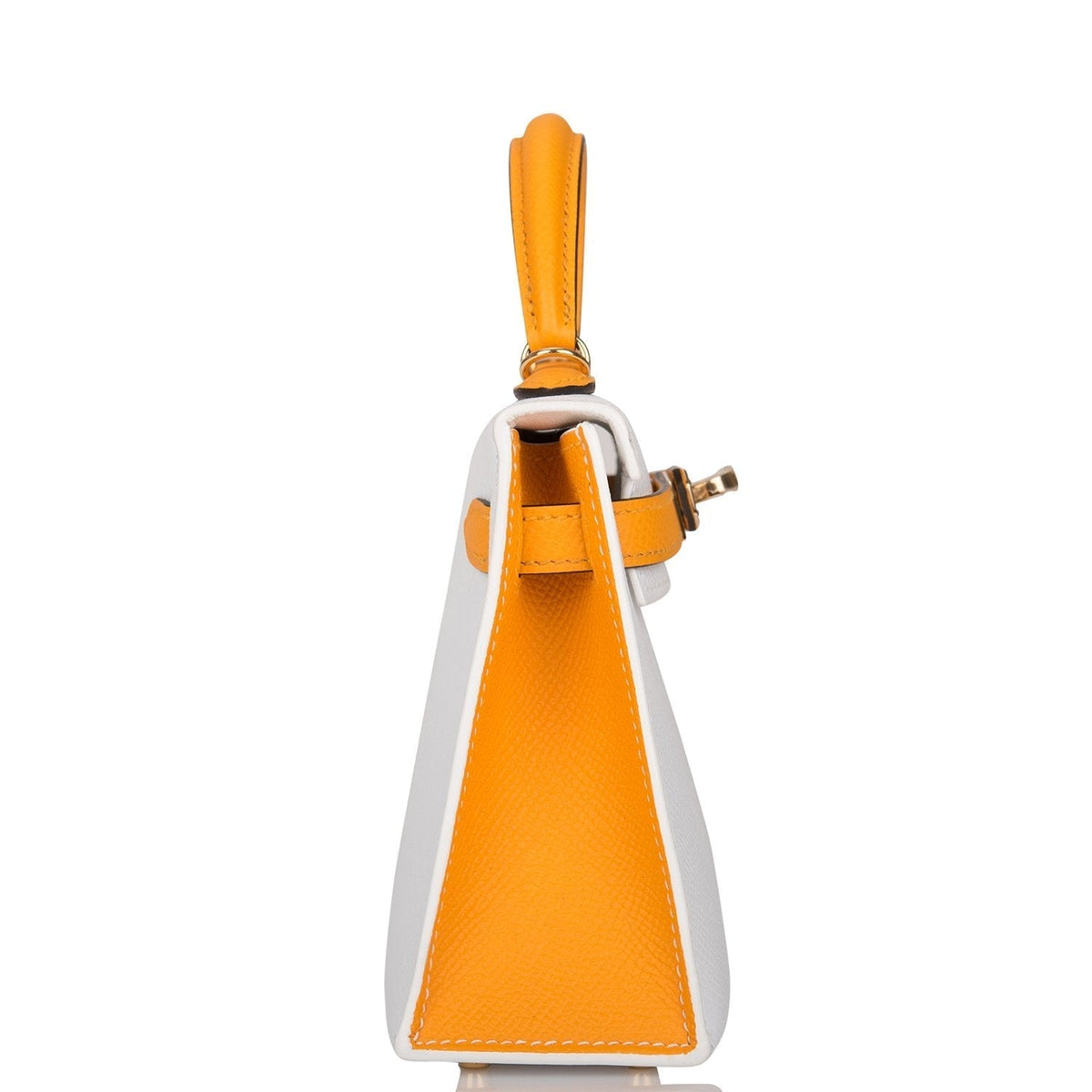 Hermes Horseshoe Stamp (HSS) White and Jaune D'Or Epsom Sellier Kelly 20cm Permabrass Hardware - image 3