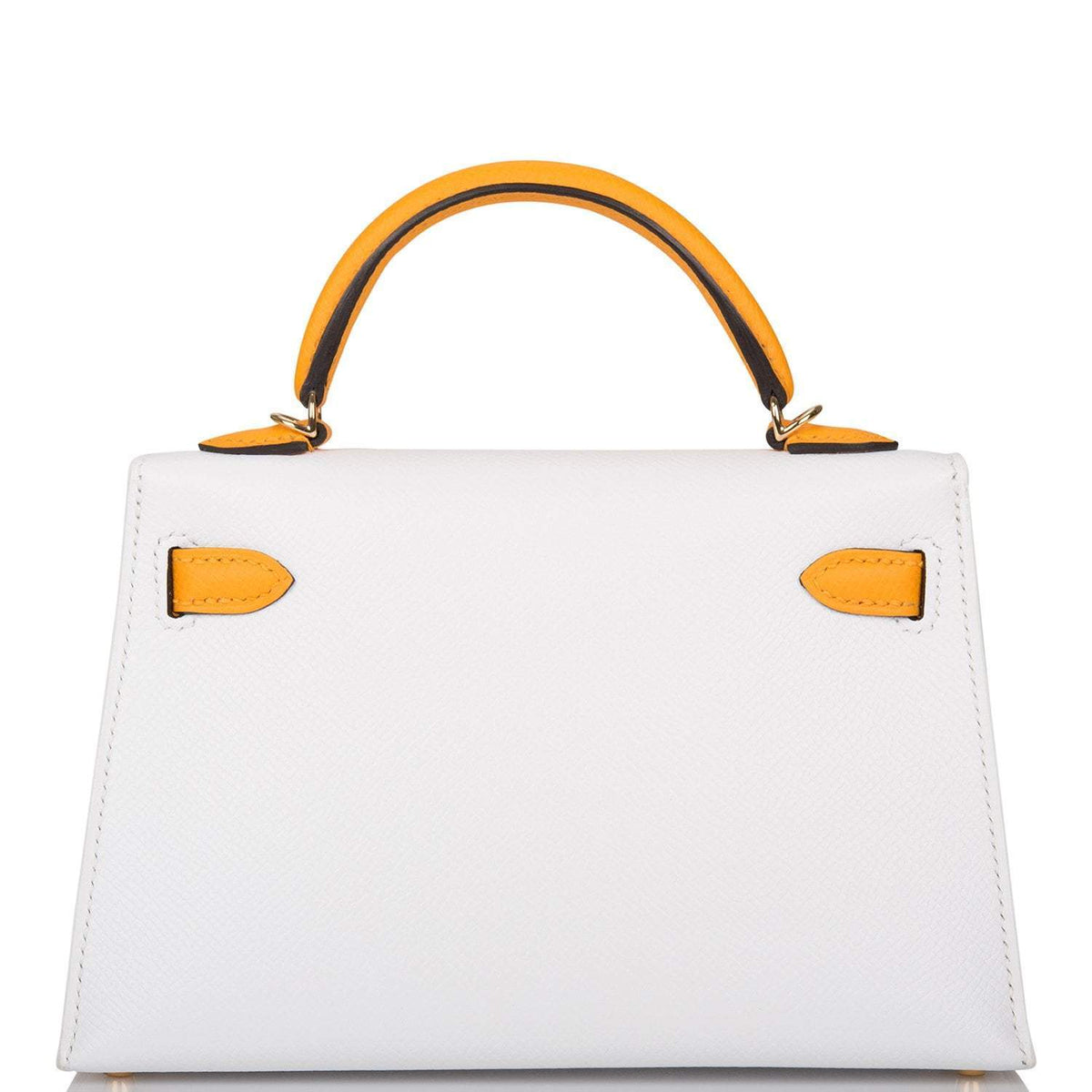 Hermes Horseshoe Stamp (HSS) White and Jaune D'Or Epsom Sellier Kelly 20cm Permabrass Hardware - image 4