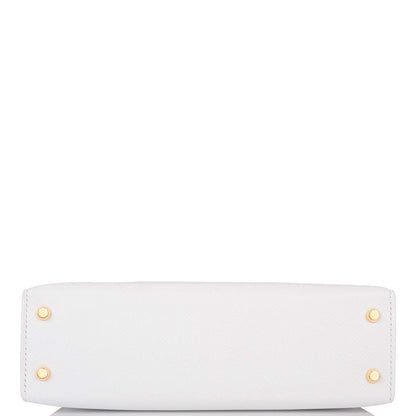 Hermes Horseshoe Stamp (HSS) White and Jaune D'Or Epsom Sellier Kelly 20cm Permabrass Hardware - image 6
