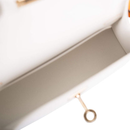 Hermes Horseshoe Stamp (HSS) White and Jaune D'Or Epsom Sellier Kelly 20cm Permabrass Hardware - image 8