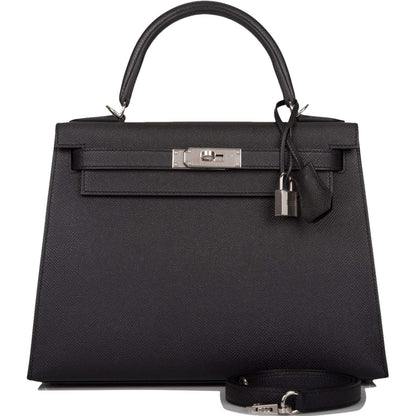 Hermes Black Epsom Sellier Kelly 28cm Palladium Hardware - image 1