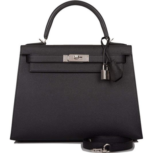 Hermes Black Epsom Sellier Kelly 28cm Palladium Hardware - image 1