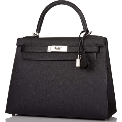 Hermes Black Epsom Sellier Kelly 28cm Palladium Hardware - image 5