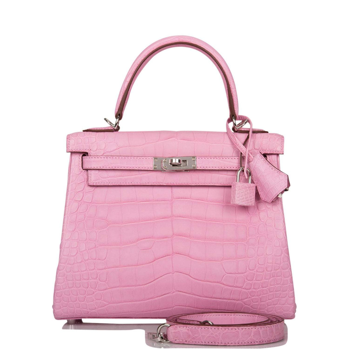 Hermès Bubblegum 5P Matte Alligator Retourne Kelly 25cm Palladium Hardware - photo 1