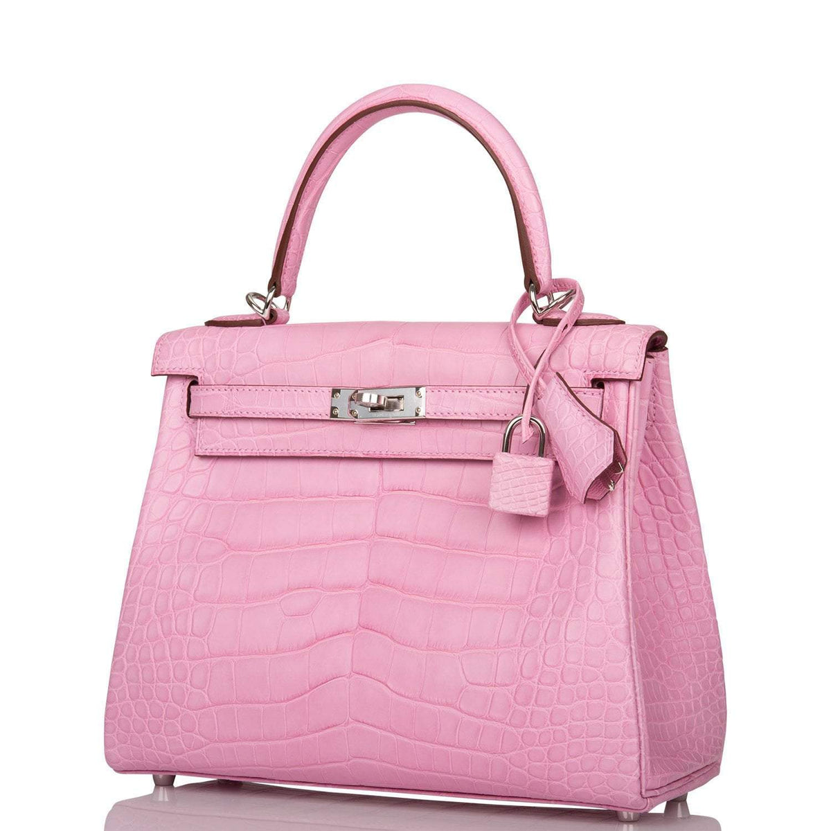 Hermès Bubblegum 5P Matte Alligator Retourne Kelly 25cm Palladium Hardware - photo 5