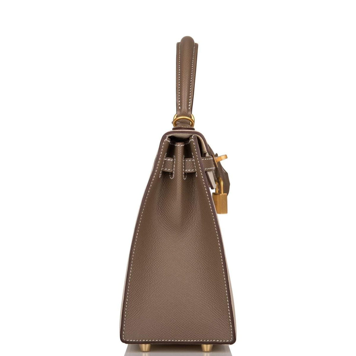 Hermes Kelly 25cm Bi-Color Craie and Etoupe Epsom Sellier Brushed Gold Hardware - image 3