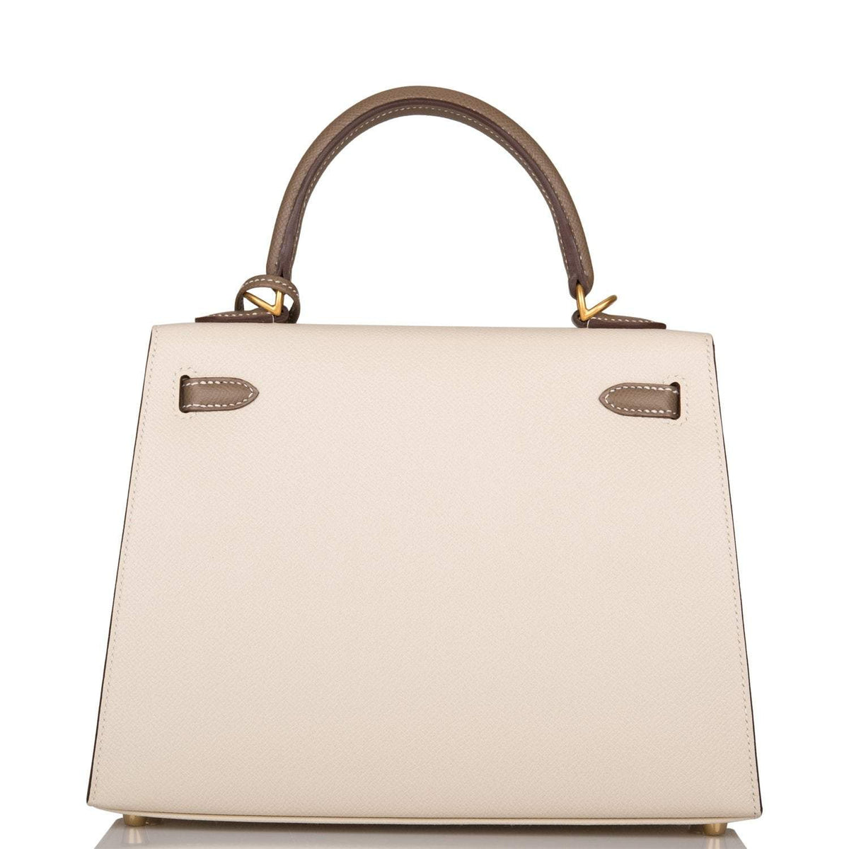Hermes Kelly 25cm Bi-Color Craie and Etoupe Epsom Sellier Brushed Gold Hardware - image 4