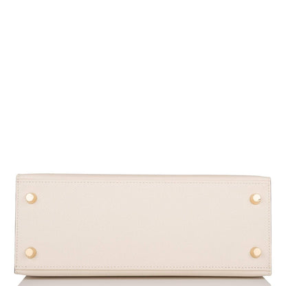Hermes Kelly 25cm Bi-Color Craie and Etoupe Epsom Sellier Brushed Gold Hardware - image 6