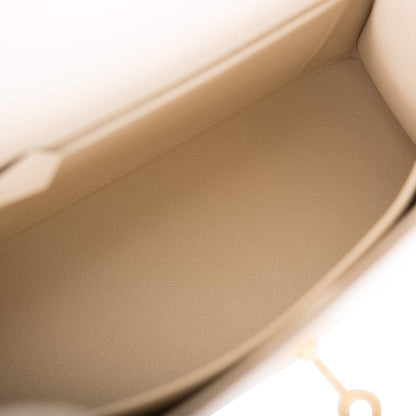 Hermes Kelly 25cm Bi-Color Craie and Etoupe Epsom Sellier Brushed Gold Hardware - image 8
