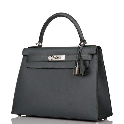 Hermès Bleu Orage Epsom Sellier Kelly 28cm Palladium Hardware - photo 5