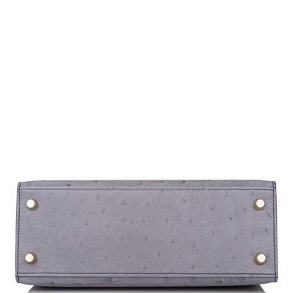 Hermes Horseshoe Stamp (HSS) Bi-Color Gris Agate and Bleu Electric Ostrich Sellier Kelly 25cm Brushed Gold Hardware - image 6