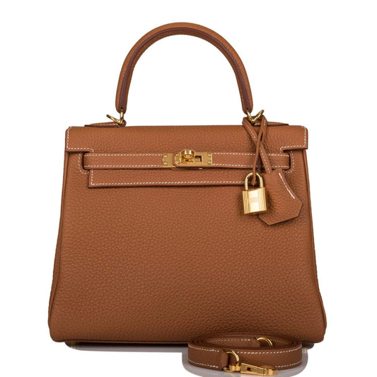 Hermes Gold Togo Retourne Kelly 25cm Gold Hardware - image 1