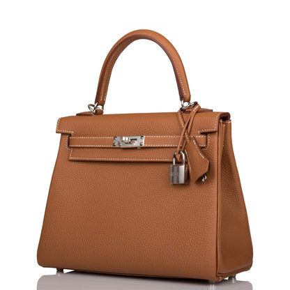 Hermès Kelly Retourne 25 Gold Togo Palladium Hardware - photo 5
