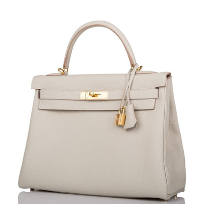 Hermès Kelly Retourne 32 Gris Perle Togo Gold Hardware - photo 2