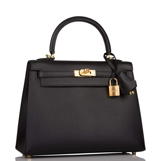 Hermes Kelly Sellier 25 Black Epsom Gold Hardware - image 2