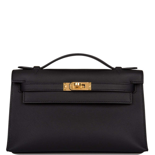 Hermès Kelly Pochette Black Swift Gold Hardware - photo 1