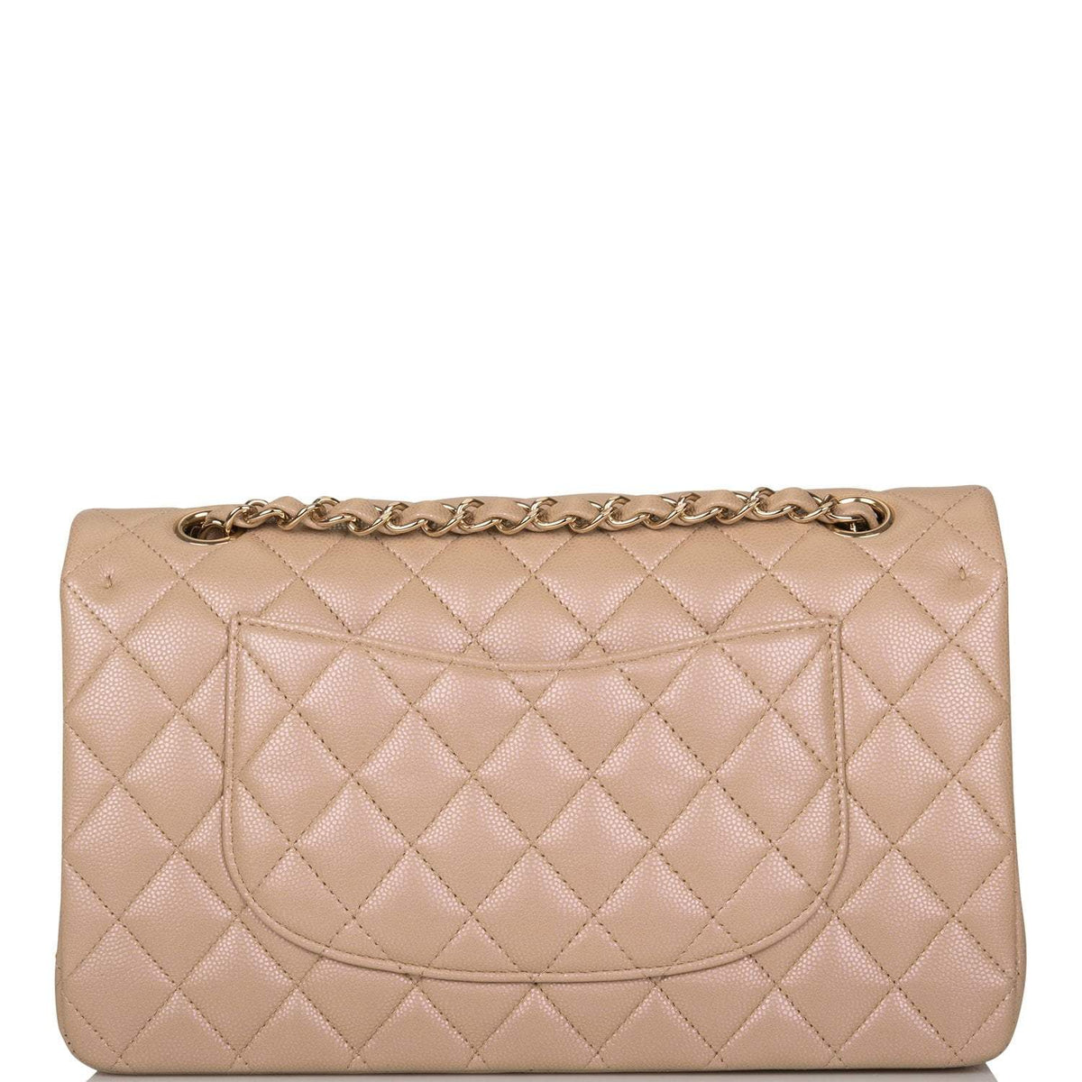 Chanel Dark Beige Iridescent Quilted Caviar Medium Classic Double Flap Bag Light Gold Hardware - image 4
