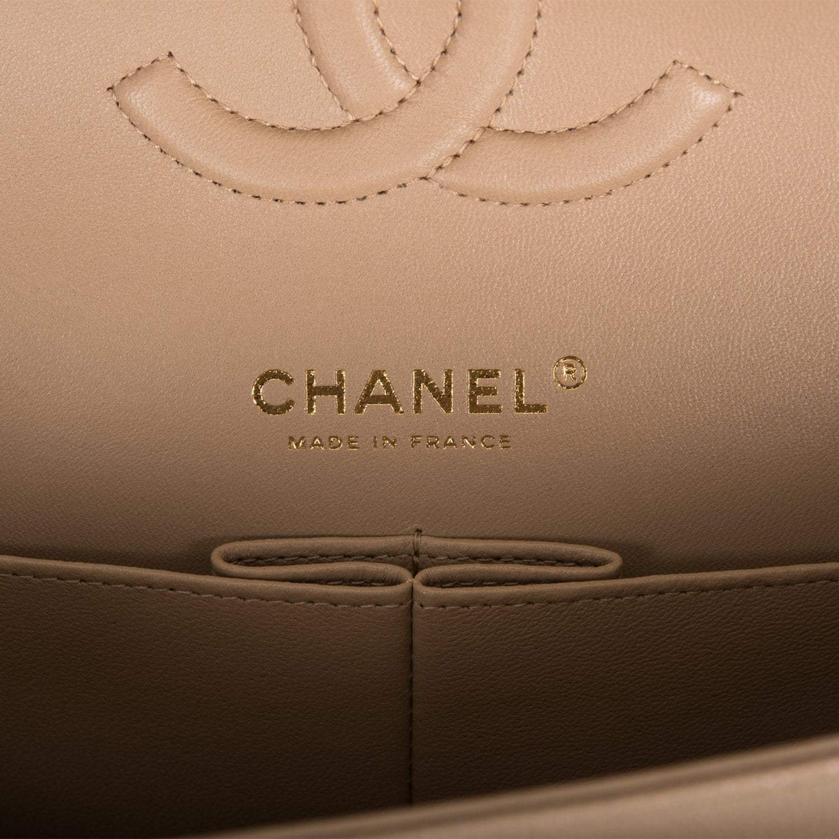 Chanel Dark Beige Iridescent Quilted Caviar Medium Classic Double Flap Bag Light Gold Hardware - image 9