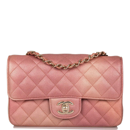 Chanel Mini Rectangular Flap Bag Pink Ombre Metallic Lambskin Light Gold Hardware - photo 1