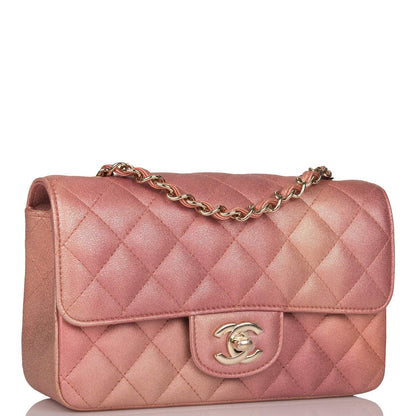 Chanel Mini Rectangular Flap Bag Pink Ombre Metallic Lambskin Light Gold Hardware - photo 2