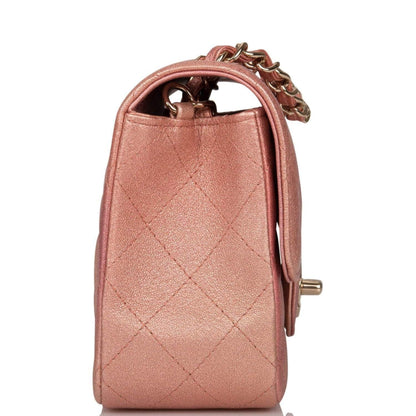 Chanel Mini Rectangular Flap Bag Pink Ombre Metallic Lambskin Light Gold Hardware - photo 4