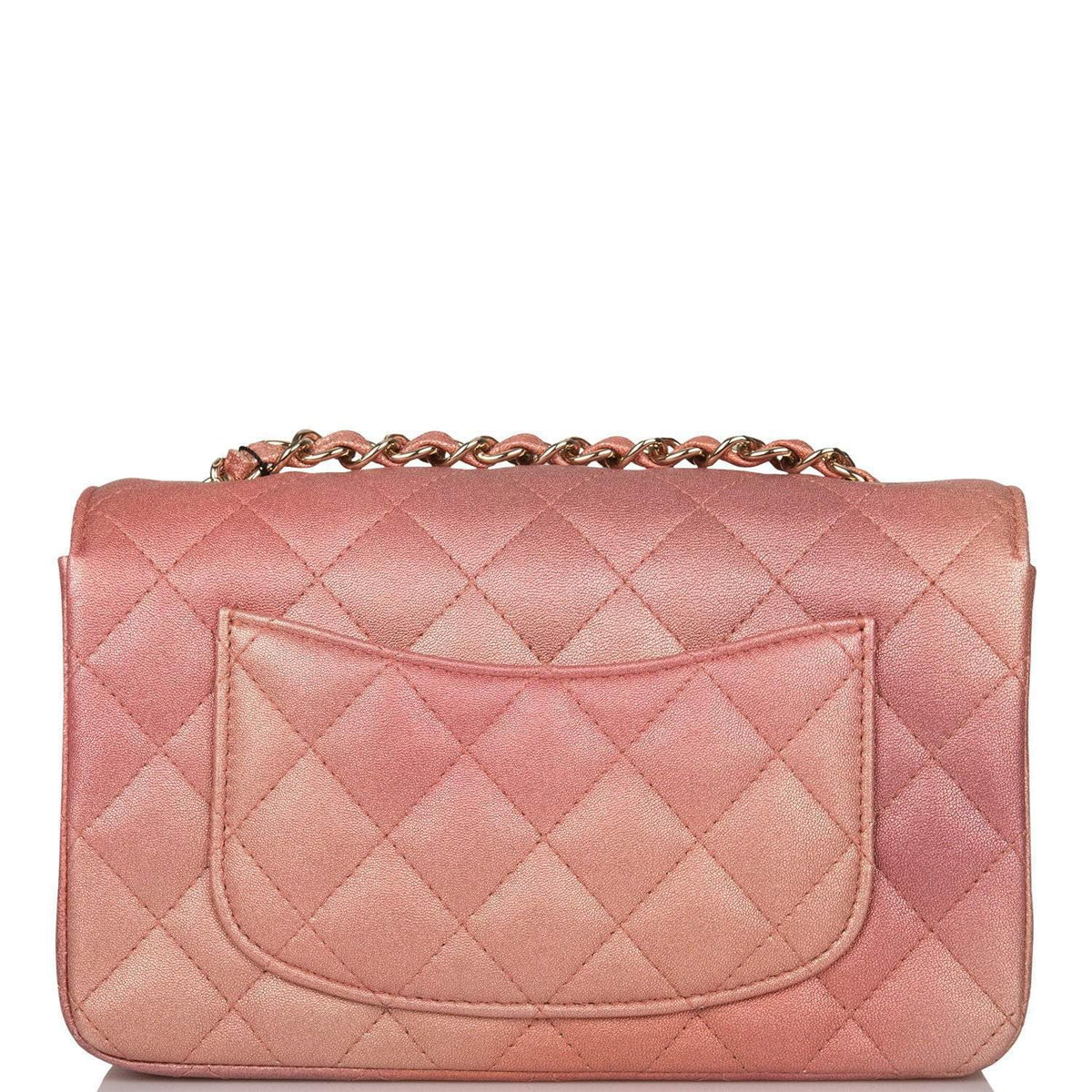 Chanel Mini Rectangular Flap Bag Pink Ombre Metallic Lambskin Light Gold Hardware - photo 3
