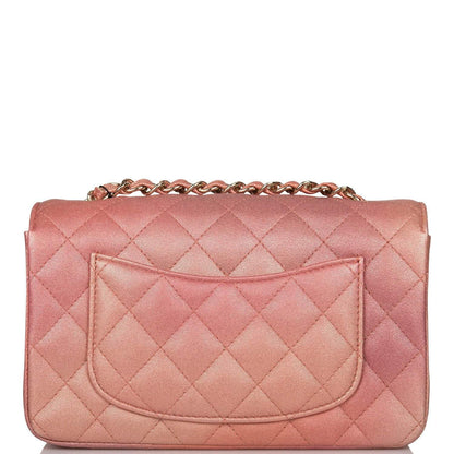 Chanel Mini Rectangular Flap Bag Pink Ombre Metallic Lambskin Light Gold Hardware - photo 3