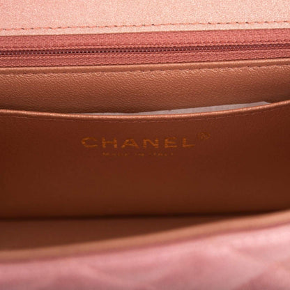 Chanel Mini Rectangular Flap Bag Pink Ombre Metallic Lambskin Light Gold Hardware - photo 8