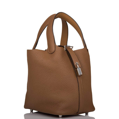 Hermès Picotin Lock 18 Alezan and Biscuit Clemence Palladium Hardware - photo 2