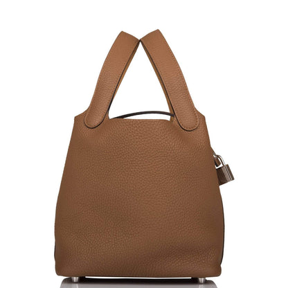 Hermès Picotin Lock 18 Alezan and Biscuit Clemence Palladium Hardware - photo 3