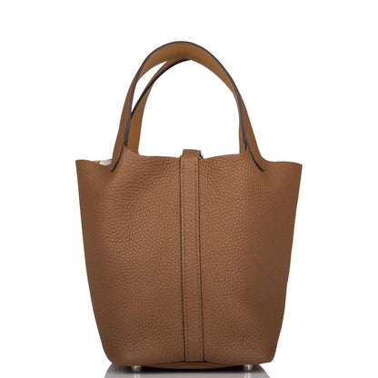 Hermès Picotin Lock 18 Alezan and Biscuit Clemence Palladium Hardware - photo 4
