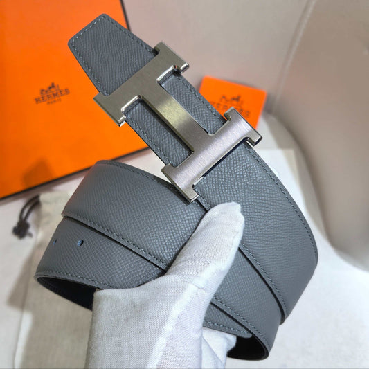 Hermès Silver Large Classic Black & Gray Reversible Belt 32 mm - photo 1