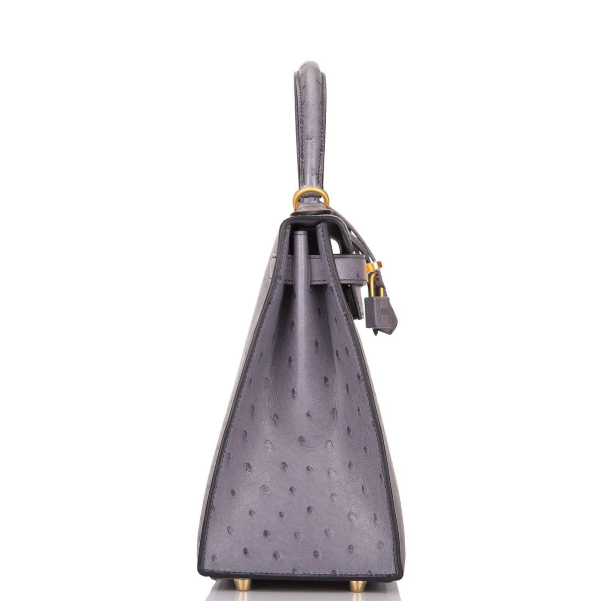 Hermes Kelly 28cm Bi-Color Gris Agate and Gris Perle Ostrich Sellier Brushed Gold Hardware - image 3