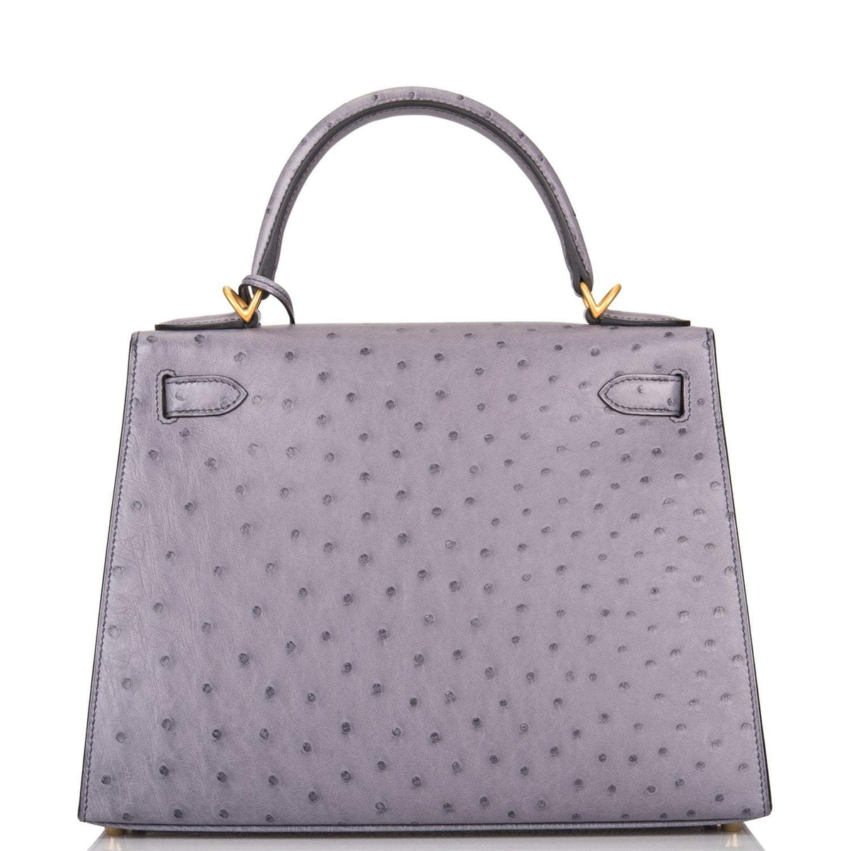 Hermes Kelly 28cm Bi-Color Gris Agate and Gris Perle Ostrich Sellier Brushed Gold Hardware - image 4