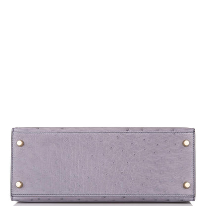 Hermes Kelly 28cm Bi-Color Gris Agate and Gris Perle Ostrich Sellier Brushed Gold Hardware - image 6