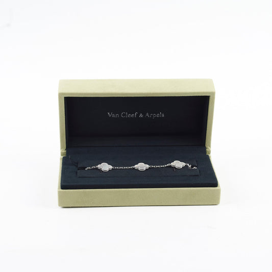 Van Cleef & Arpels Vintage 5 Motifs Alhambra Mother of Pearl Bracelet White Gold - photo 2