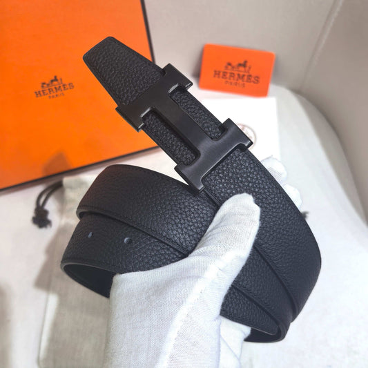 Hermès All Black Classic Reversible Belt 32 mm - Matte Black PVD Buckle - photo 1