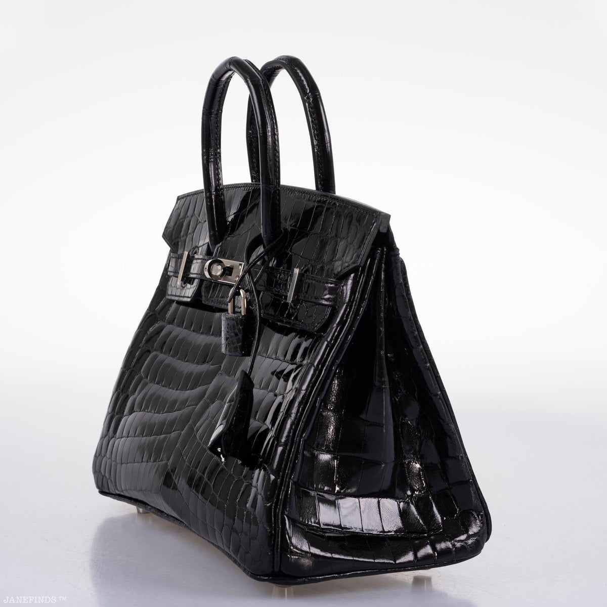 Hermes Birkin 25 Shiny Black Niloticus Crocodile with Palladium Hardware - 2019, D - image 4