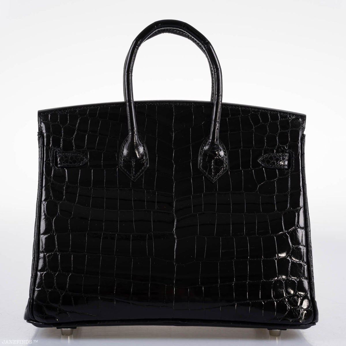Hermes Birkin 25 Shiny Black Niloticus Crocodile with Palladium Hardware - 2019, D - image 6