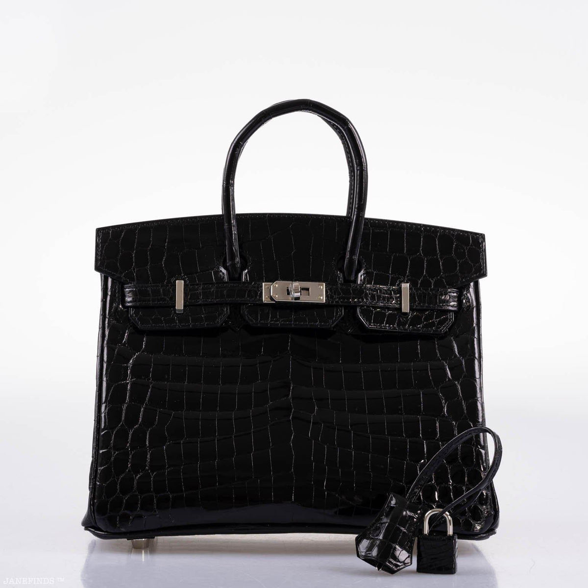 Hermes Birkin 25 Shiny Black Niloticus Crocodile with Palladium Hardware - 2019, D - image 7