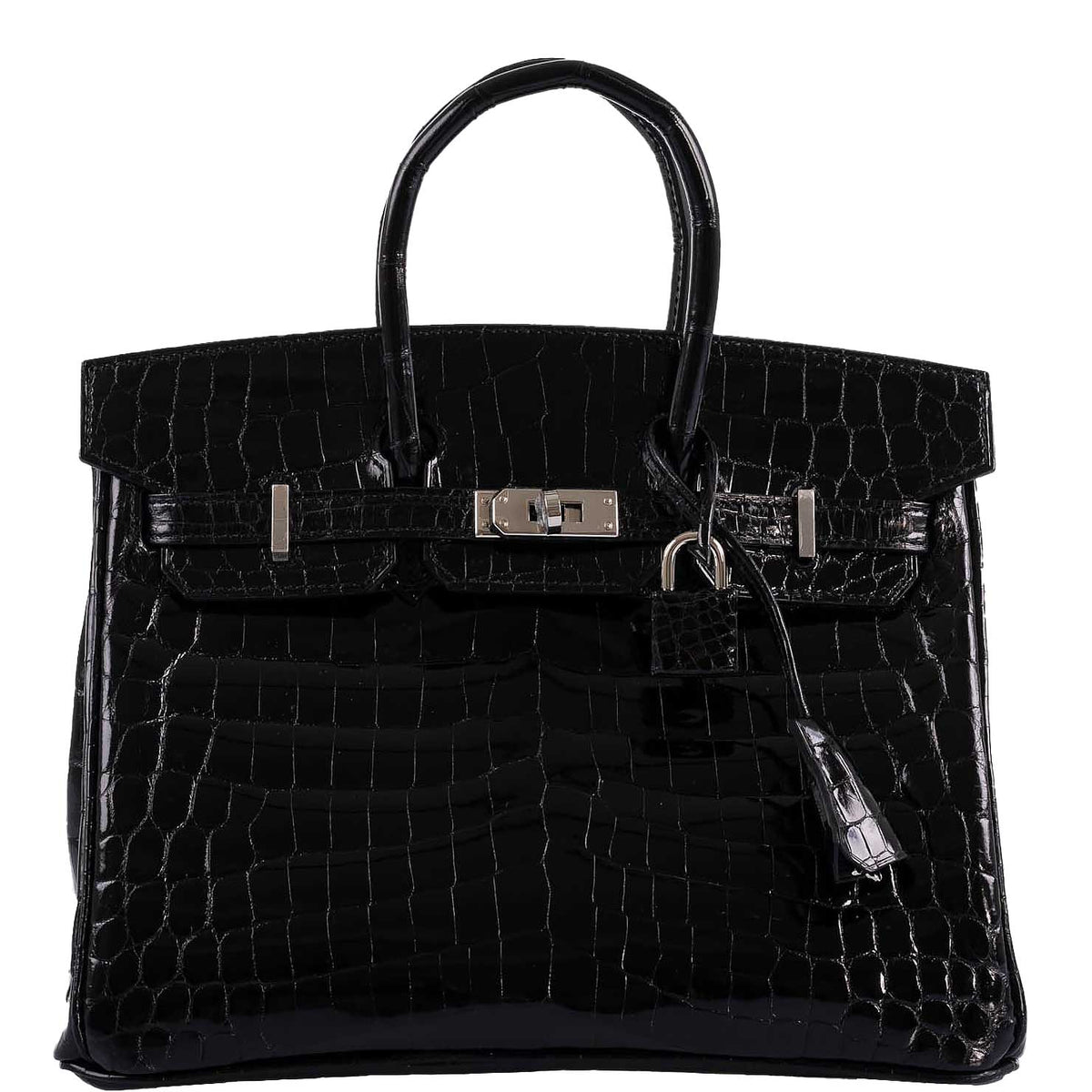 Hermes Birkin 25 Shiny Black Niloticus Crocodile with Palladium Hardware - 2019, D - image 1
