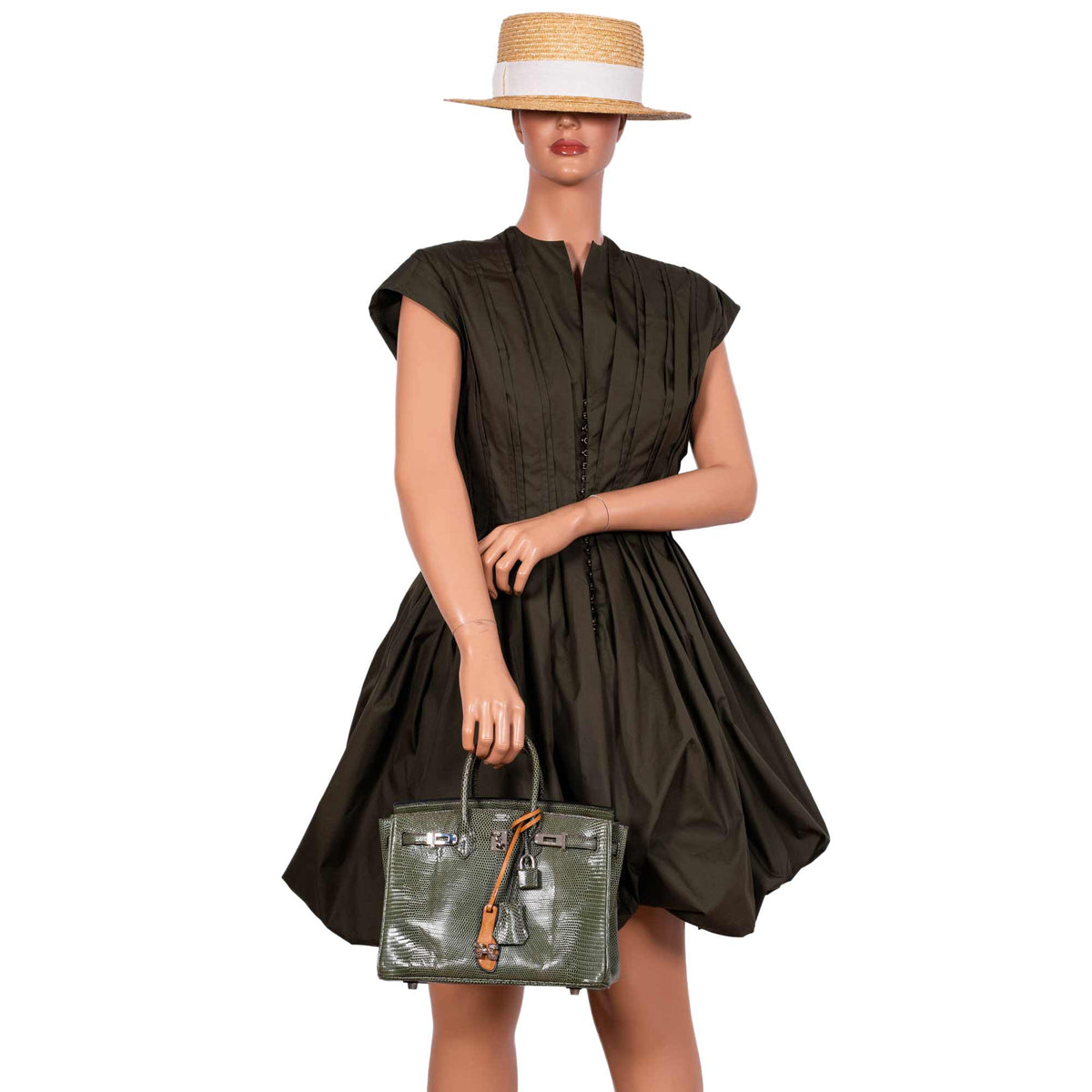 Hermès Birkin 25 Vert Olive Salvator Lizard with Palladium Hardware - 2008, L Square - photo 2