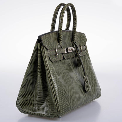 Hermès Birkin 25 Vert Olive Salvator Lizard with Palladium Hardware - 2008, L Square - photo 3