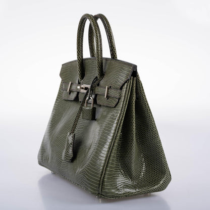 Hermès Birkin 25 Vert Olive Salvator Lizard with Palladium Hardware - 2008, L Square - photo 4