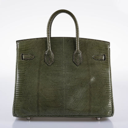Hermès Birkin 25 Vert Olive Salvator Lizard with Palladium Hardware - 2008, L Square - photo 6