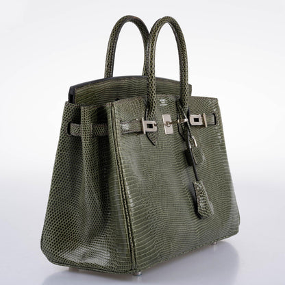 Hermès Birkin 25 Vert Olive Salvator Lizard with Palladium Hardware - 2008, L Square - photo 8
