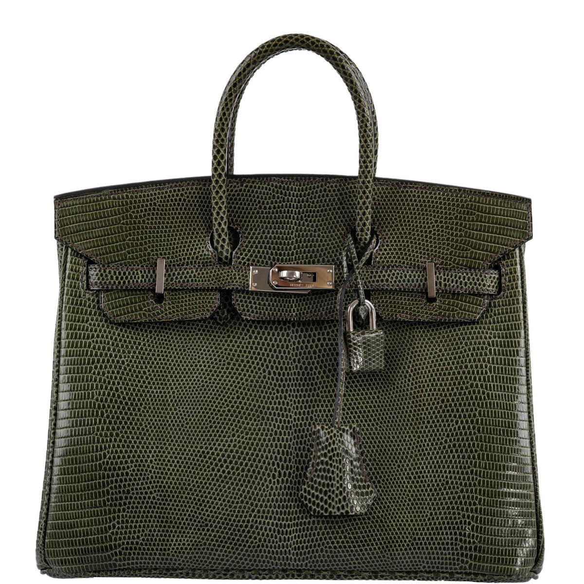 Hermès Birkin 25 Vert Olive Salvator Lizard with Palladium Hardware - 2008, L Square - photo 1