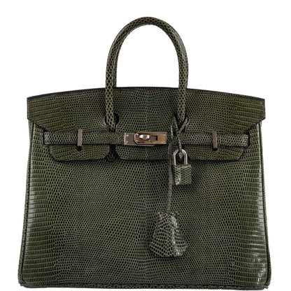 Hermès Birkin 25 Vert Olive Salvator Lizard with Palladium Hardware - 2008, L Square - photo 1