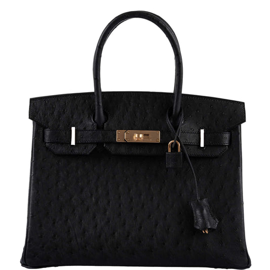 Hermès Birkin 30 Black Ostrich with Rose Gold Hardware - 2020, Y - photo 1